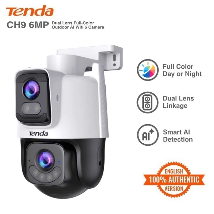 Tenda CH9 Outdoor Smart Full Color 6MP Dual-Lens Security Wifi Camera | Wireless CCTV | Weather Proof