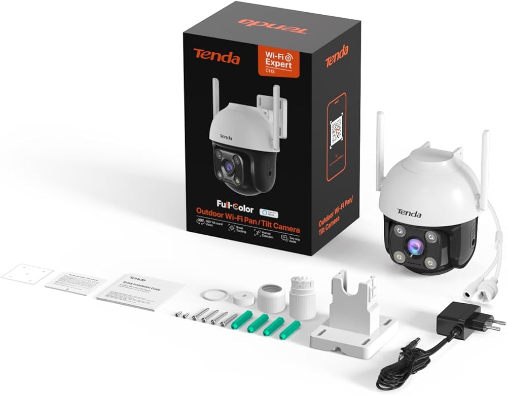 Tenda CH3 Outdoor Smart 3mp Full Color 1080P Security Wifi Camera | Wireless CCTV | Weather Proof