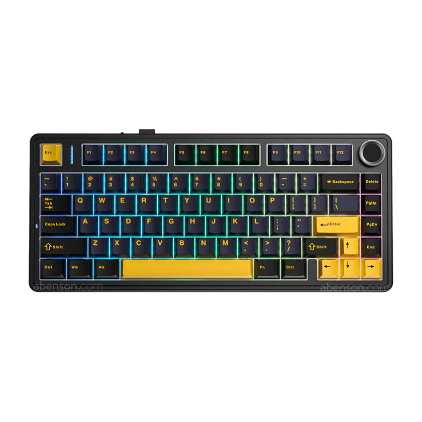 Aula F75 Black|Dark Blue|Orange Thunder BlackGaming Keyboard- Gray Wood Switch