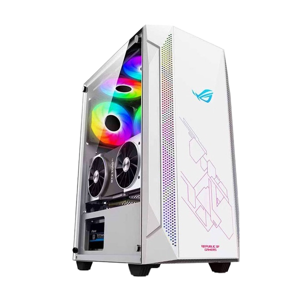KEYTECH T1000 RUIX ASUS ROG ATX Tempered Glass Midtower Desktop PC Gaming Case WHITE