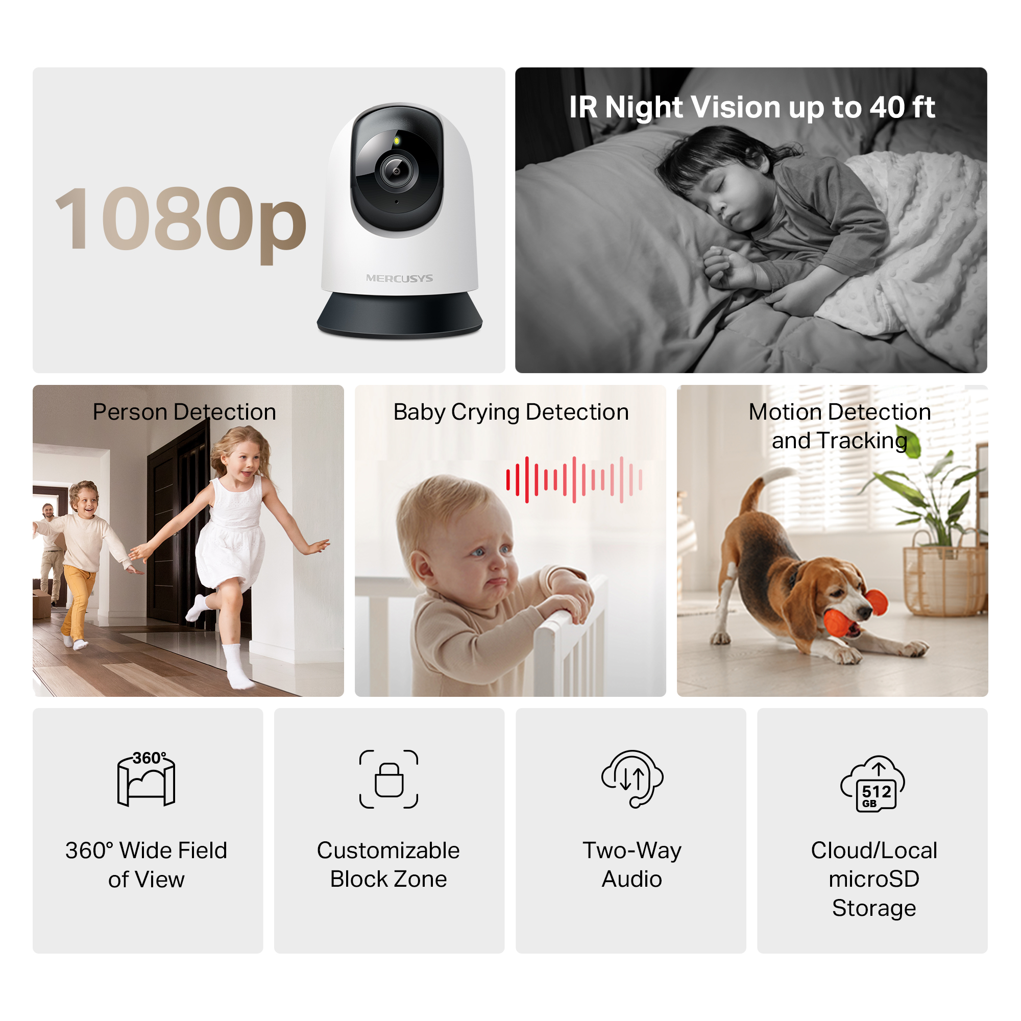 Mercusys MC200 Pan/Tilt Home Security Wi-Fi Camera view 2