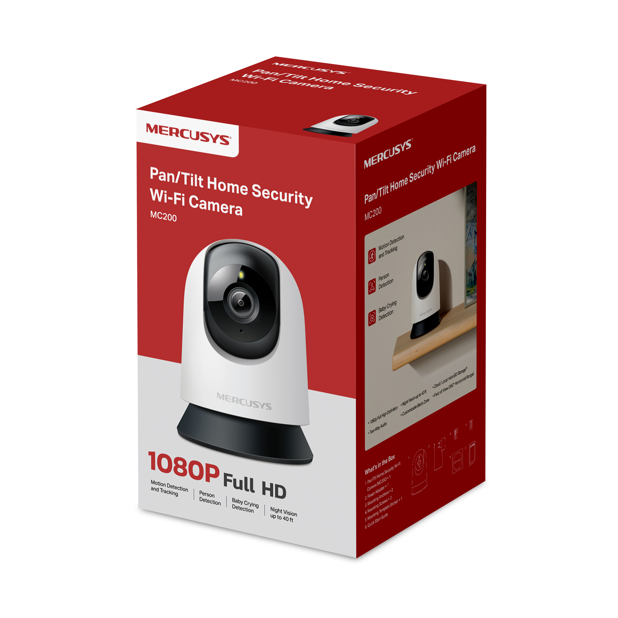 Mercusys MC200 Pan/Tilt Home Security Wi-Fi Camera view 4