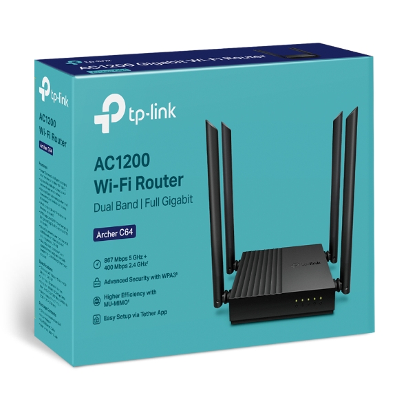 TP-Link Archer C64 AC1200 Wireless Mu-Mimo Gigabit Router view 4