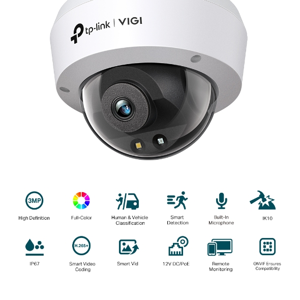 TP-Link VIGI C230 (2.8/4mm) 3MP Full-Color Dome Network Camera view 2
