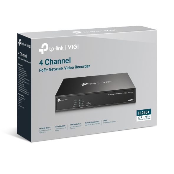 TP-Link VIGI NVR1004H-4P 4CH PoE Network Video Recorder view 4