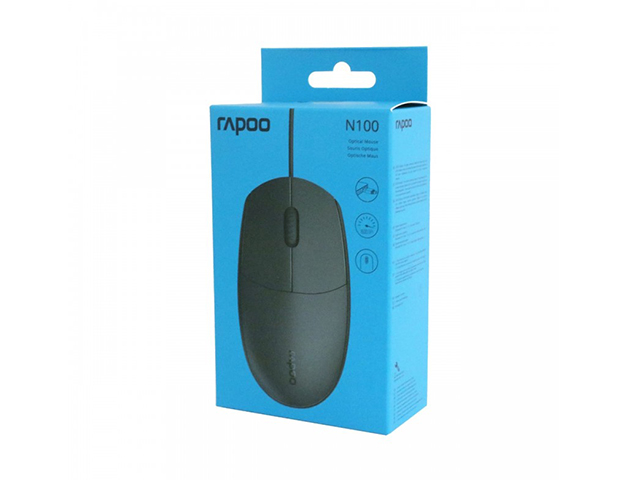 RAPOO N100 Wired Optical USB Mouse BLACK view 3