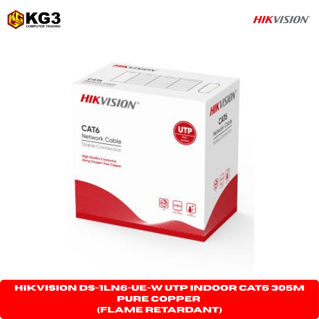 Hikvision DS-1LN6-UE-W UTP Indoor Cat6 305M Pure Copper (FLAME RETARDANT)