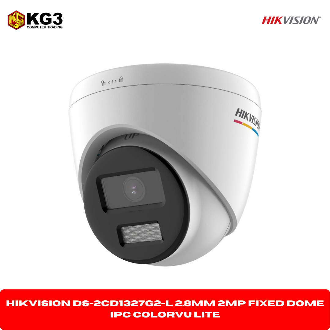 Hikvision DS-2CD1327G2-L 2.8mm 2mp Fixed Dome Ipc Colorvu Lite, 30m Warm Light, IP67, H.265+ , Dc12V&PoE (2.8/4mm) Eyeball: Metal; Cover: Plastic ; Motion Detection 2.0